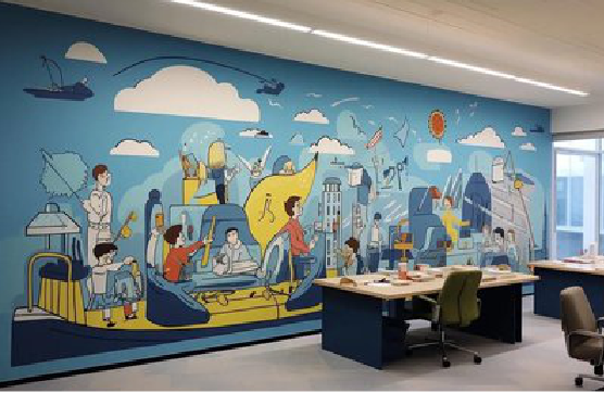  陇县办公室墙绘的特点。